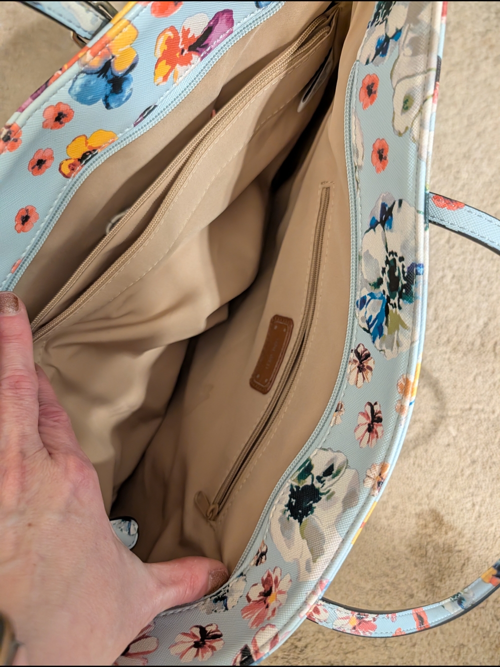 Nine West Pastel Blue Floral Tote - Picture 8 of 10